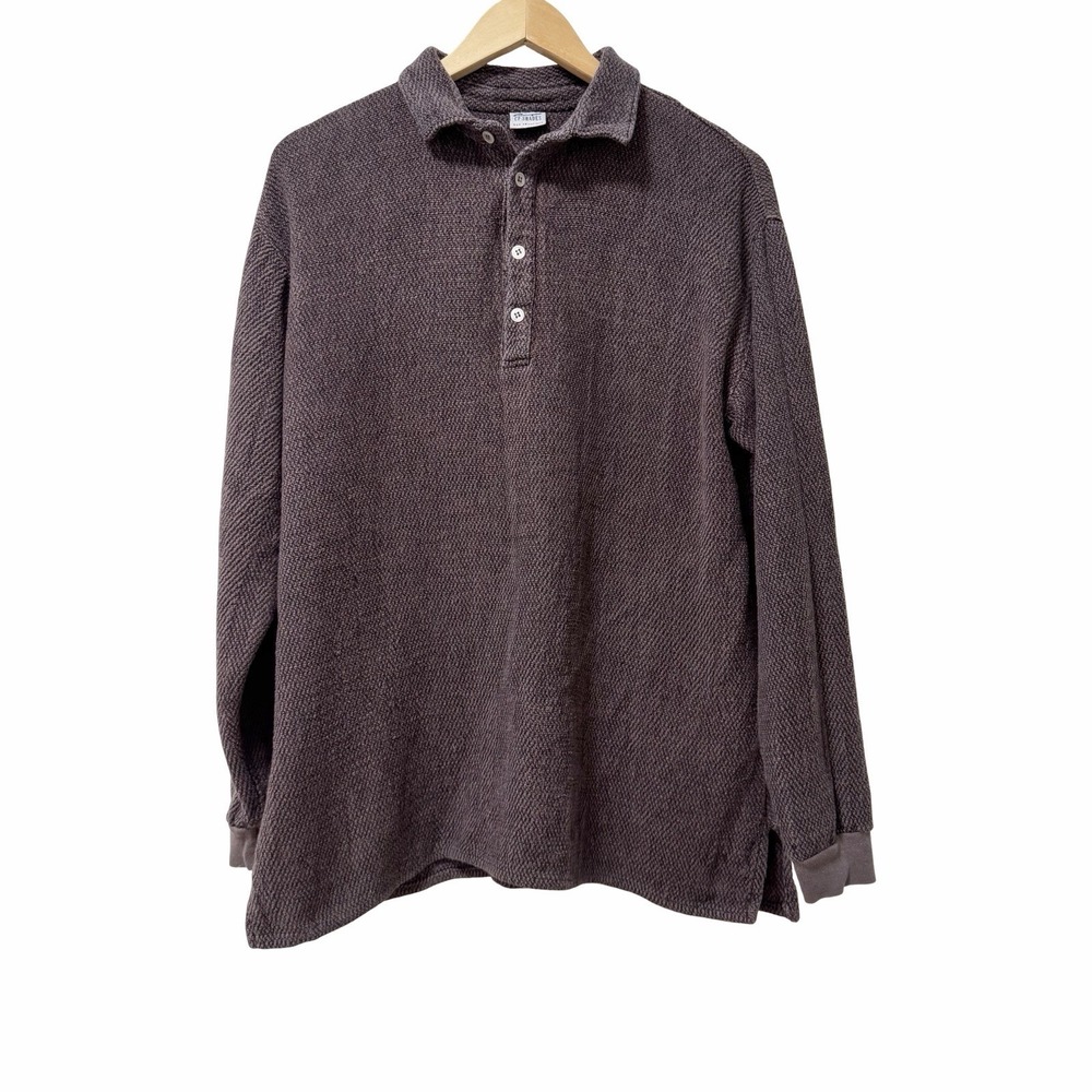 Vintage CP Shades Patty Brushed Cotton Popover Collared Top Size M Purple Boho